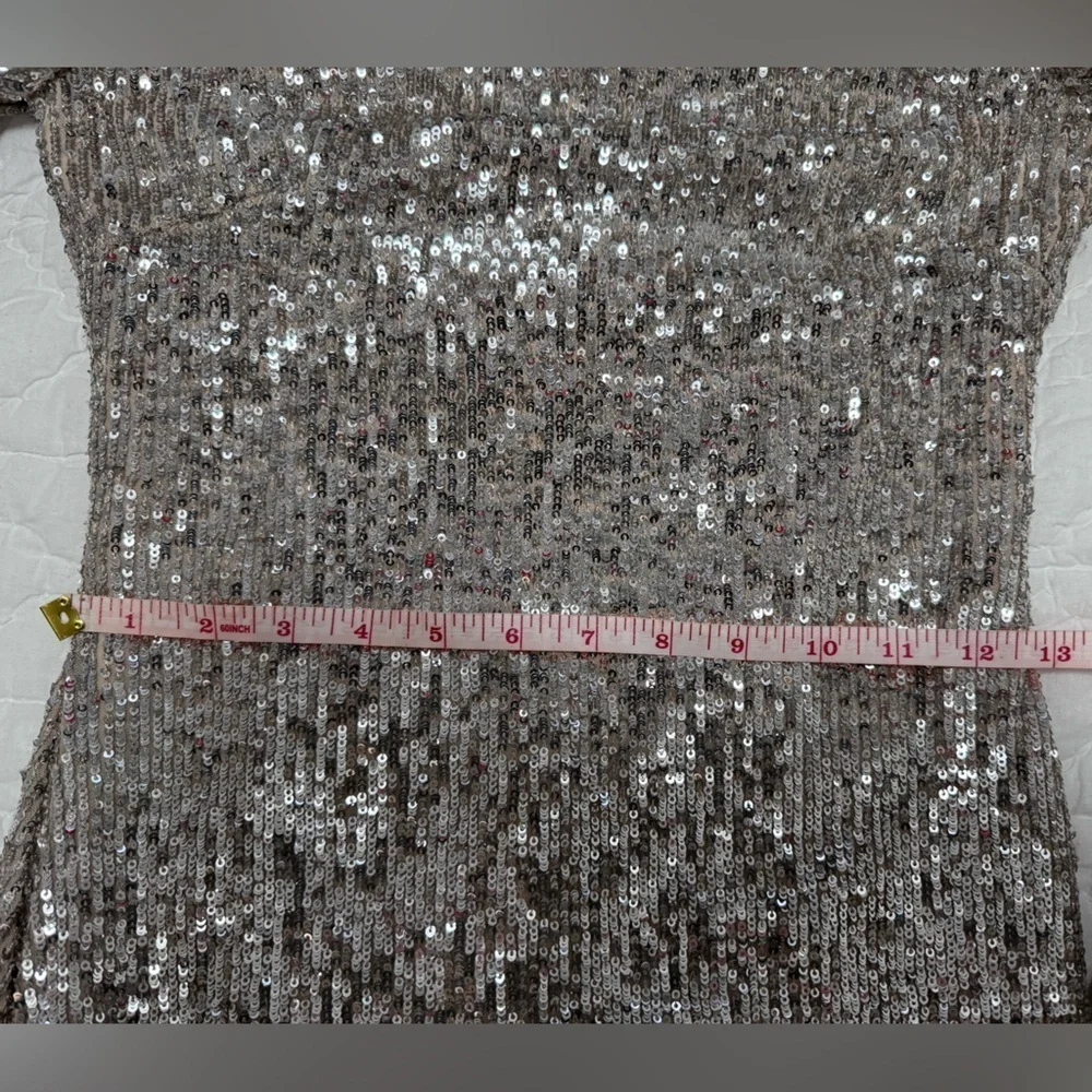 Aqua sequin long sleeve dress Sz. 4 - Picture 14 of 15
